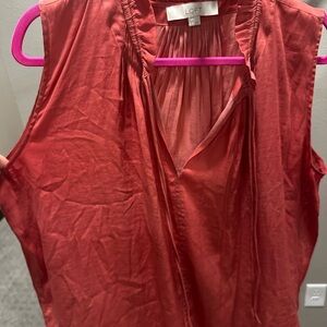 LOFT Sleeveless Blouse in Coral